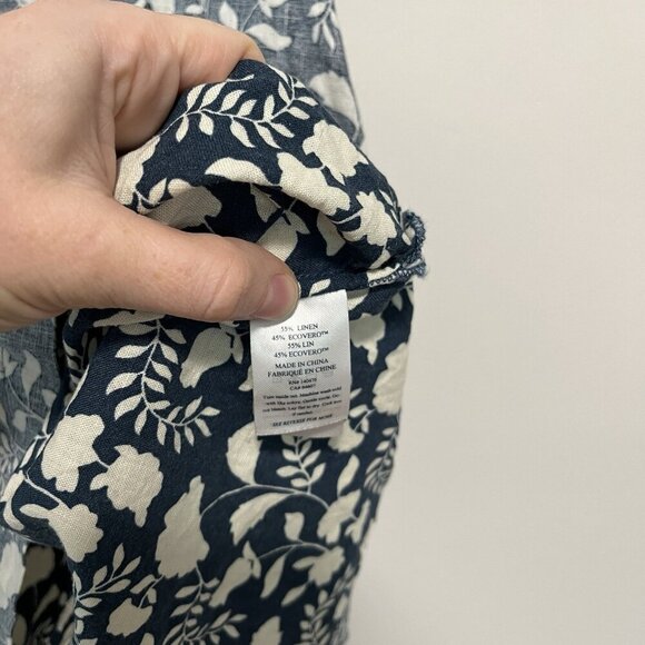 FAHERTY Penny Linen Dress In Blue Indigo Echo Floral Size XS - Picture 5 of 8